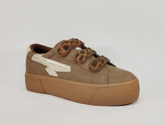 Basket femme scratch léopard destockage KAPORAL clovia semelle épaisse à pas cher