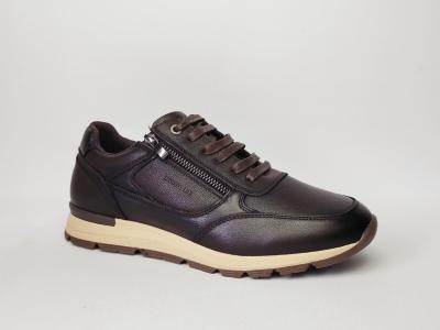Basket homme cuir marron chic confortable destockage LONDONS LIFE 162677 à pas cher