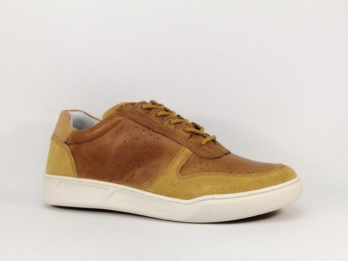 Basket homme cuir souple camel destockage CHEVIGNON snight confortable