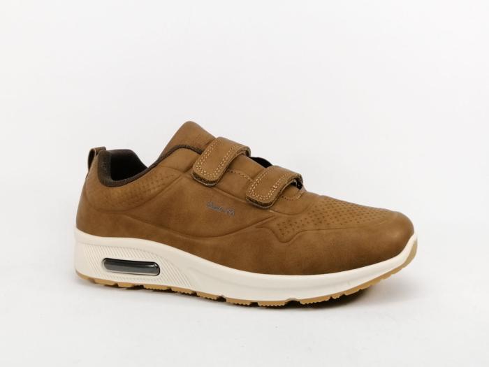 Basket à scratch homme pas cher camel tendance ROUTE 66 poe pieds larges