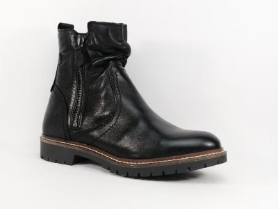 Boots noire femme semelle crante cuir souple de qualit MORAN'S Salicia