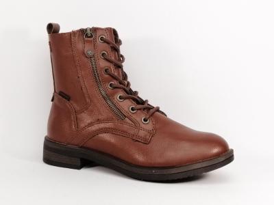 Bottine à lacets femme TAMARIS 25107 en destockage marron à pas cher style rangers