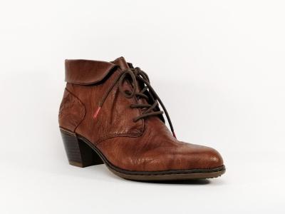 Bottine femme en simili cuir camel chic RIEKER Y2131  talon