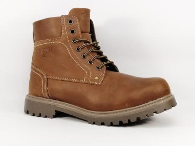 Boots Homme Confort Semelle Crantée Cuir Camel