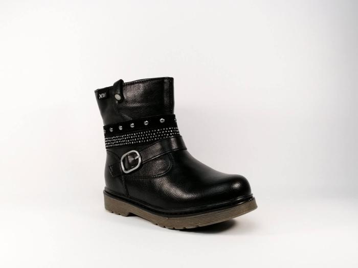 Bottine tendance et pas cher en simili cuir noir pour fille XTi 56951