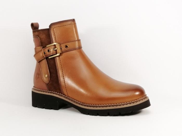 Bottines femme camel cuir souple confortables et légères destockage CARMELA 160976