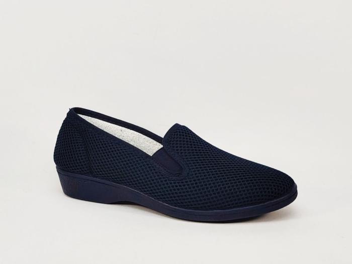 Chaussure femme pieds sensibles toile légère nid d'abeille souple marine SOCA 0620 compensé
