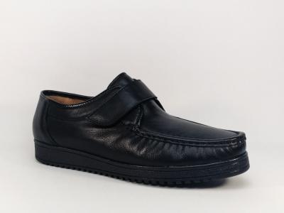 Chaussures grand confort tout cuir noir à velcro ORLAND 201 homme