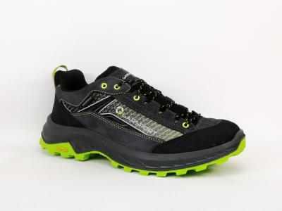 Chaussures randonnée homme imperméables basse cuir waterproof destockage GARSPORT mikeno low noir vert