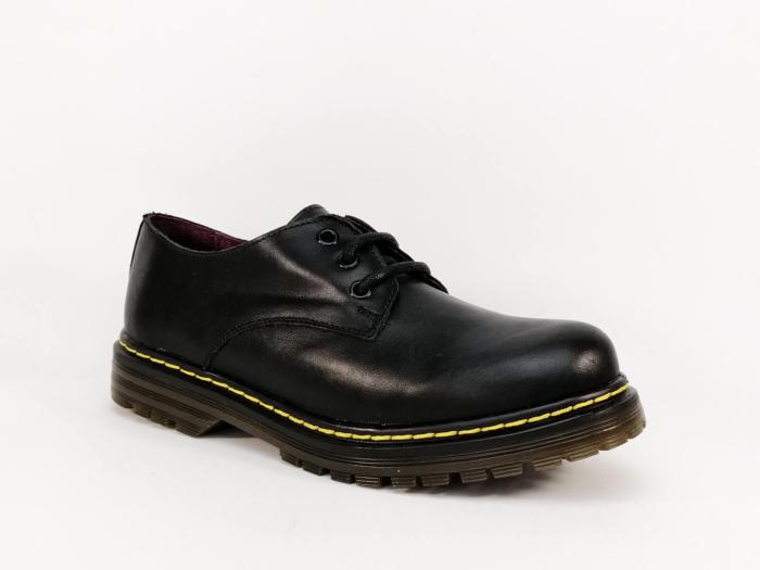 Derby style rangers cuir noir de qualité BRAN'S 127 Femme - Fabrication Espagne