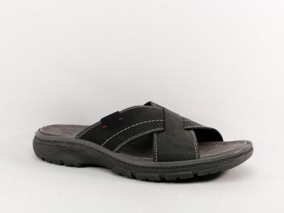 Mule homme cuir gris foncé très confortable et souple en destockage IMAC 352860