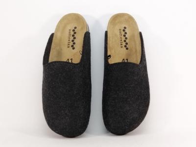 Mule homme semelle cuir confort sabot feutre à pas cher SOFTRELAX 7410990504
