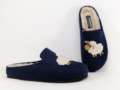 Pantoufles femme originales mouton fourrées à pas cher SUPREMO SOFTRELAX 7420990505 marine