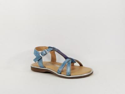 Sandale fille tout cuir bleu destockage LILYBELLULE Flore à pas cher