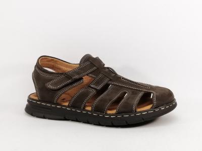 Sandale homme confortable cuir marron souple ORLAND 24023 fabrication Portugal