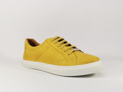 Basket basse en cuir jaune pour femme destockage CARMELA 67207