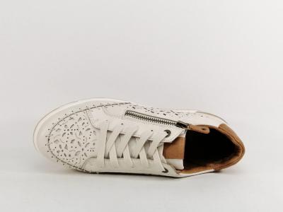 Basket femme chic confortable beige ROMIKA 95R0152001 souple fermeture éclair et lacets