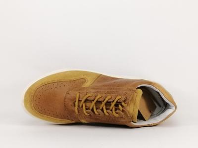 Basket homme cuir souple camel destockage CHEVIGNON snight confortable