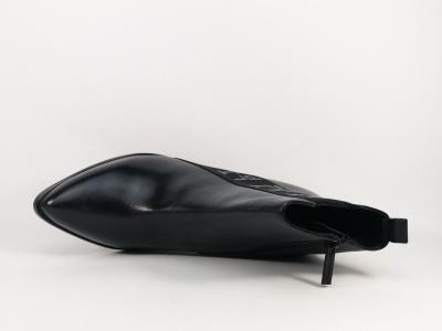 Bottine femme cuir noir à talon haut destockage TROPEZIENNES krisp