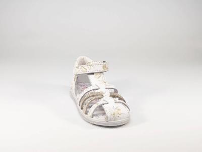 Sandale cuir blanc à scratch en destockage BOPY Rochelle pour fille