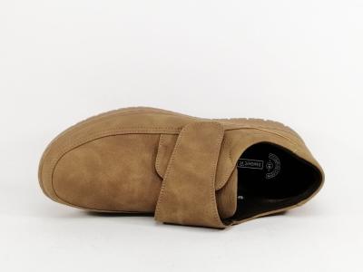 Chaussure homme à scratch pas cher confortable pour pieds larges SWEET'R jacek camel