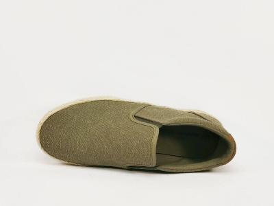 Chaussure homme toile kaki pas cher sans lacets semelle corde TERRE DE MARINS bespa