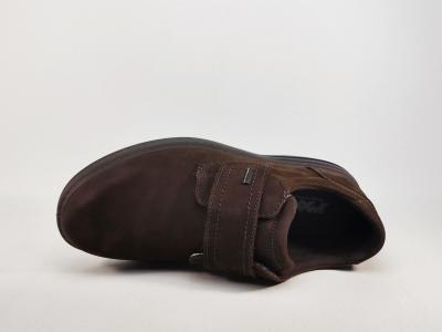 Chaussures homme pieds larges à scratch cuir marron grand confort destockage IMAC 851319 extra wide