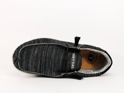 Chaussure sans lacets homme en toile noire confortable NAVY SAIL nsm119908