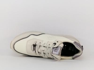 Sneakers femme cuir blanc cassé compensée chic et confortable destockage CARMELA 160236