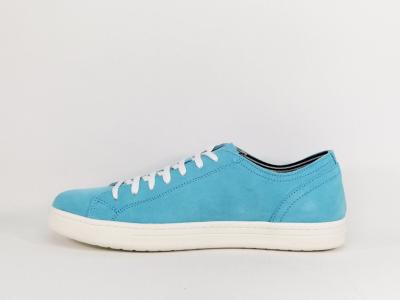 Basket cuir souple turquoise destockage GEOX rikin à pas cher homme / grande pointure femme