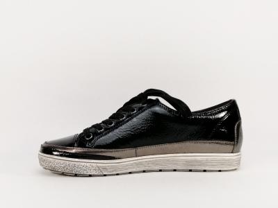 Tennis confort en cuir noir CAPRICE 23654 largeur G pour femme