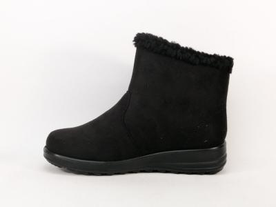 Bottines fourrées femme pas cher noires SWEET'R crucho confortables à zip