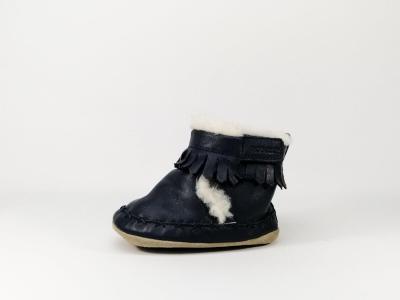 Chausson souple en cuir marine pour bébé en destockage ROBEEZ Funky Show