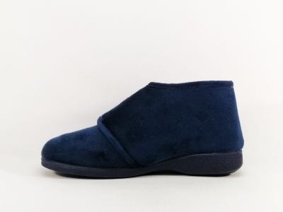 Chausson montant femme fourré laine à velcro SOCA 0471 marine chaud et confortable