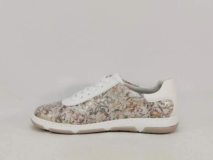 Chaussure pieds larges femme chic et confortable RIEKER 42408 cuir fleuris extra wide