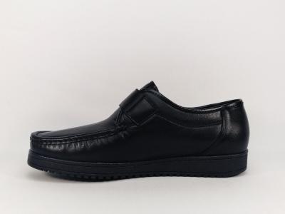 Chaussures grand confort tout cuir noir à velcro ORLAND 201 homme