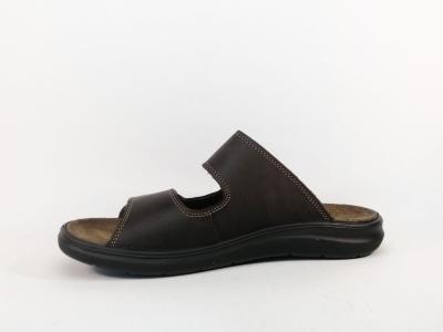 Mule homme cuir marron confortable à scratch destockage IMAC 753061 à pas cher