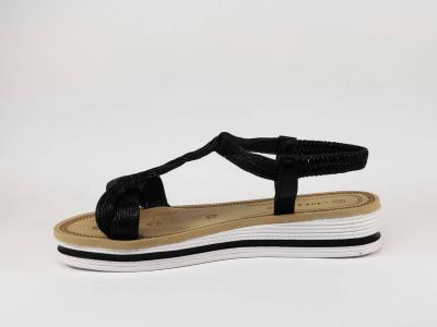 Sandale femme tendance et pas cher noir semelle épaisse LAURA MODE WL#055