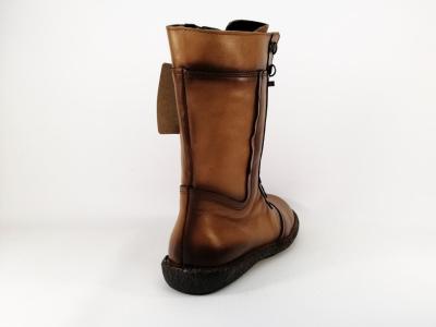 Botte femme en cuir souple camel à lacets BRANS 516 - Fabrication Espagne