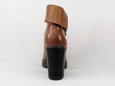 Bottines à talon haut femme destockage CARMELA 67916 cuir camel