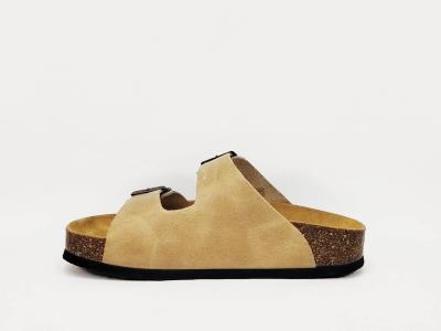 Mule femme chic confortable cuir beige souple PLAKTON cp beta lino - fabrication Espagne