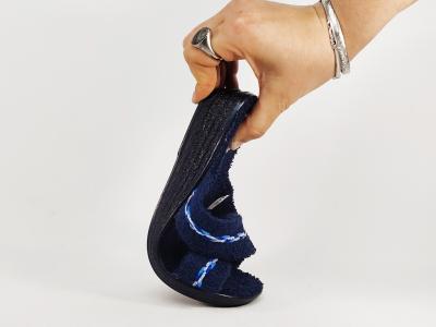 Mule femme pied sensible compensée confort coton éponge marine à pas cher PATRIZIA Spugna