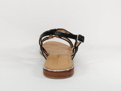 Sandale femme destockage TROPEZIENNES hackle tout cuir noir plate