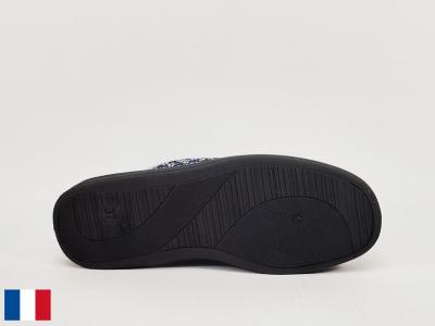 Chausson femme été pieds sensibles coton marine toile fleuris BOSSI loriane fabrication France