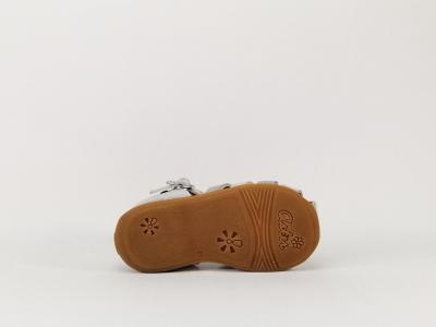 Chaussure d'été cuir argent pour fille bébé destockage ASTER Ofilie