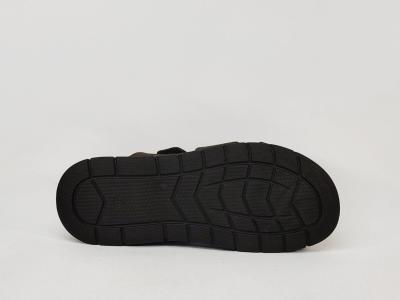 Mules homme cuir confortable pieds larges à scratch ORLAND 26083 marron