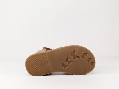 Sandale cuir rose à velcro en destockage KICKERS Diams fille bébé