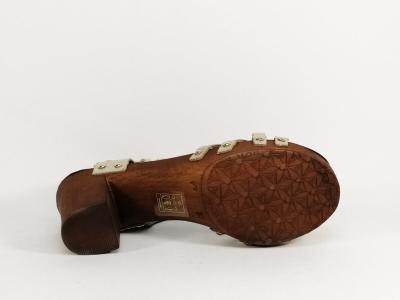 Sandale cuir talon bois destockage TROPEZIENNES toopaya or femme à pas cher
