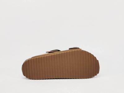 Claquette femme été cuir camel semelle mémoire de forme confortable destockage XTi 144039 pas cher