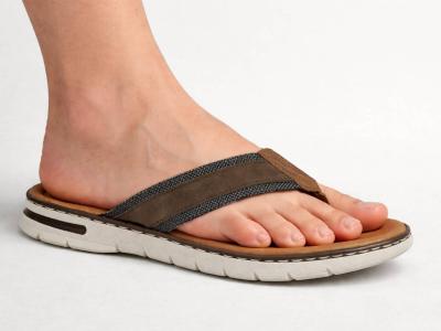 Tong homme cuir confortable ORLAND 26073 camel gris Fabrication Portugal